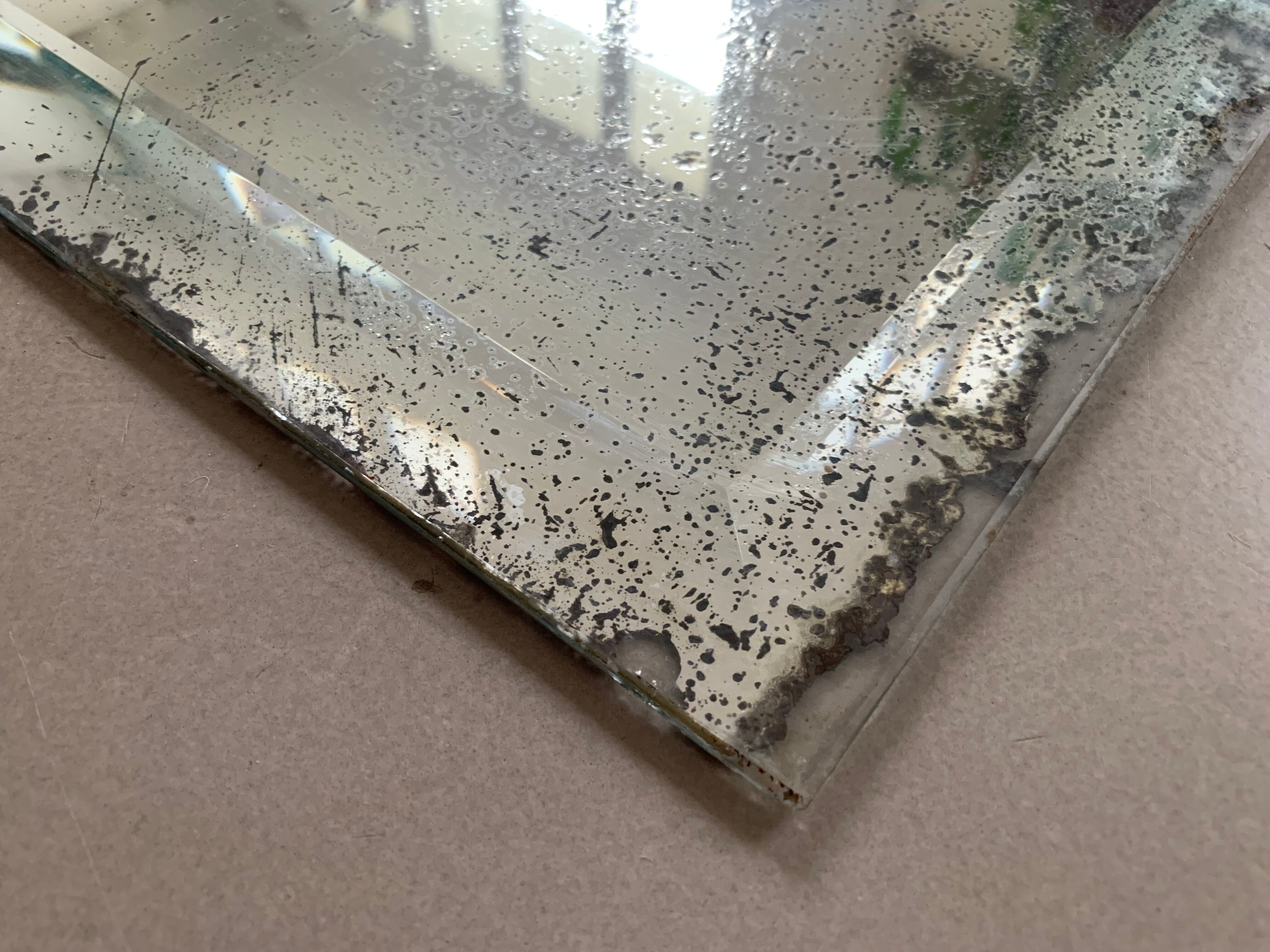 Old bevelled stitched mirror 78x108cm