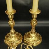 Pair of Louis XV style lamp bases from Lucien GAU - bronze