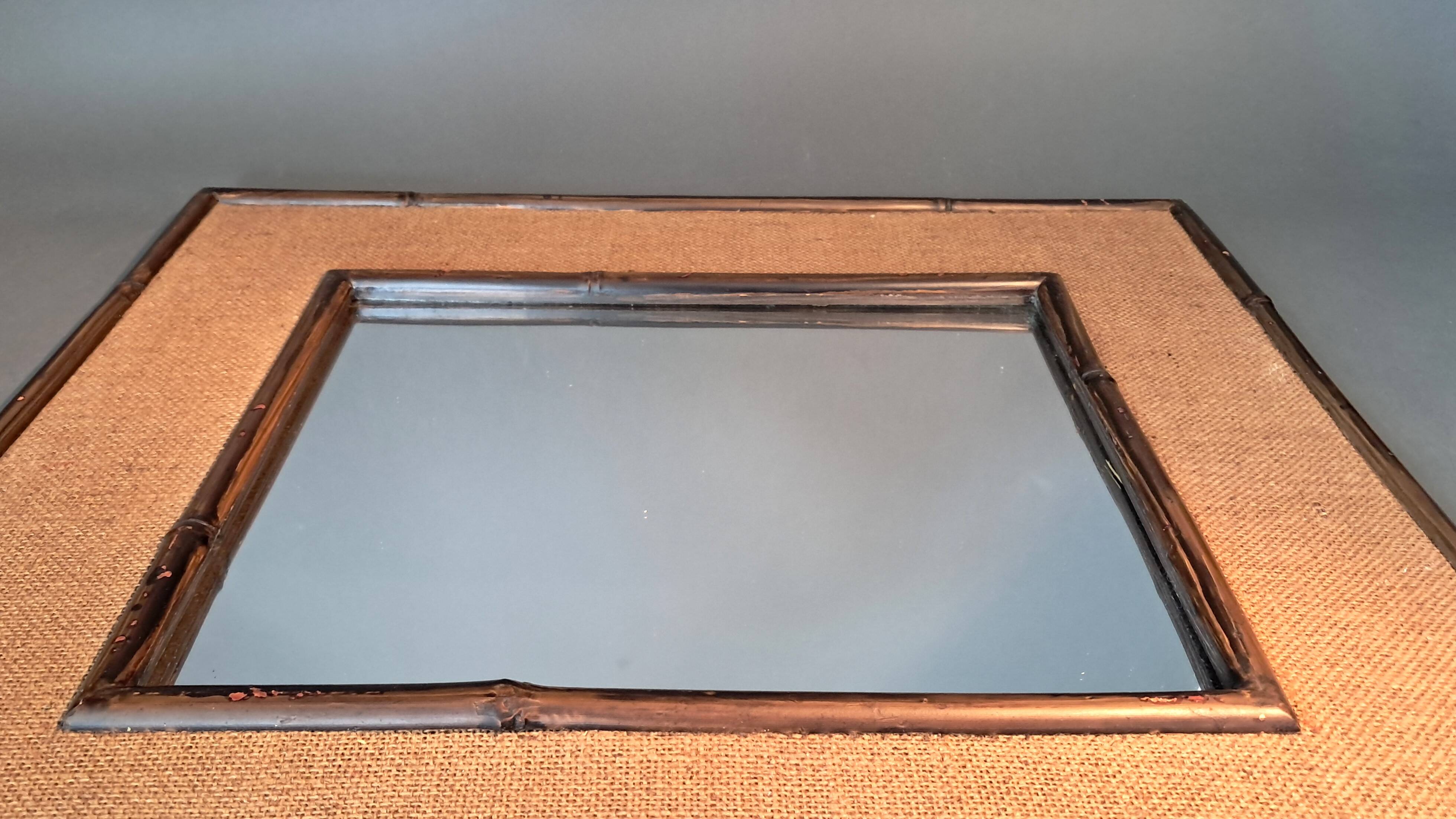 Miroir bambou et rotin vintage 1960/1970.