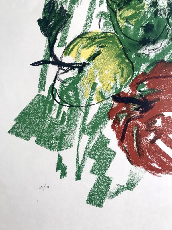 Joseph pollet, still life, c 1970. lithographie originale signée au crayon