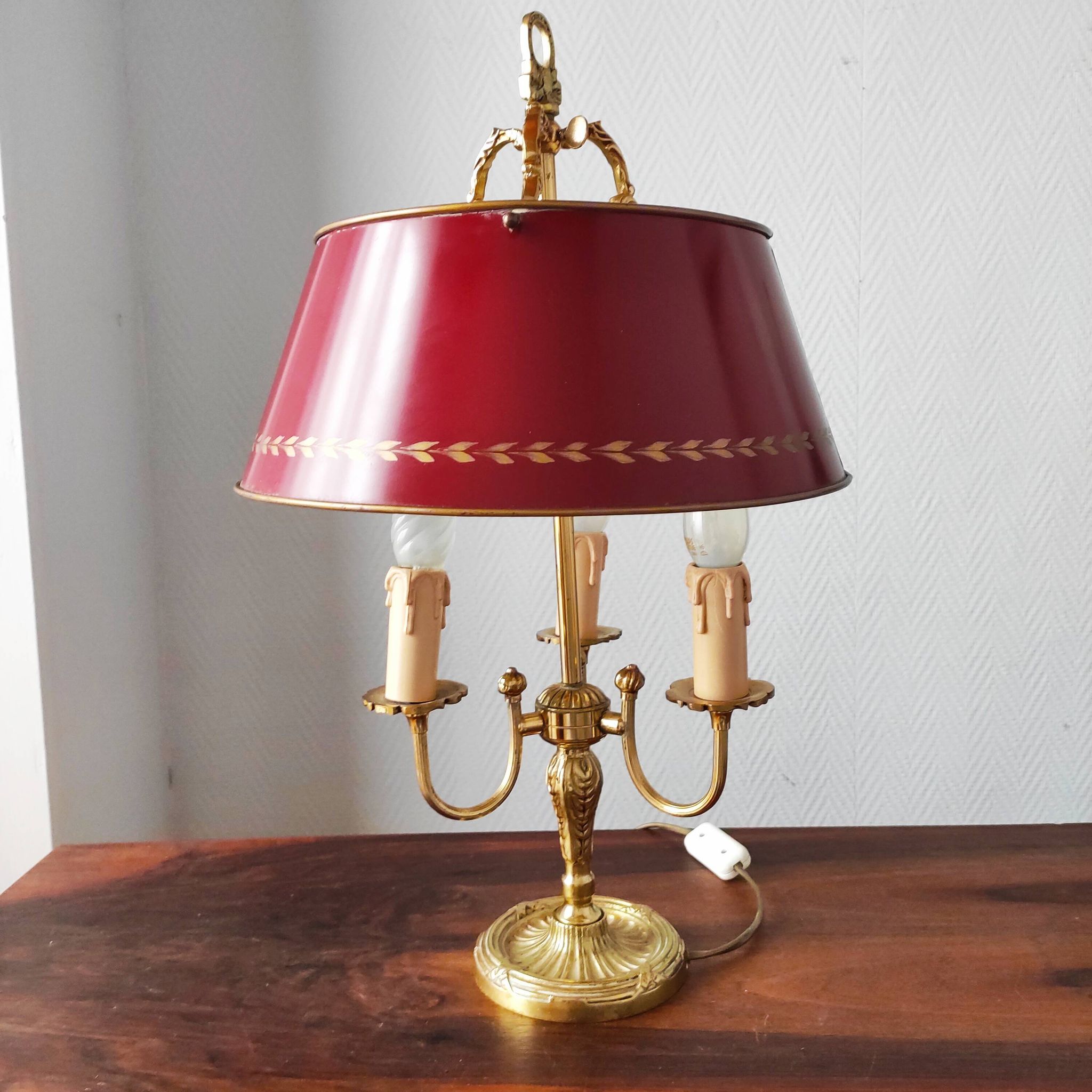 Lampe bouillotte 3 feux en bronze Maison Collange