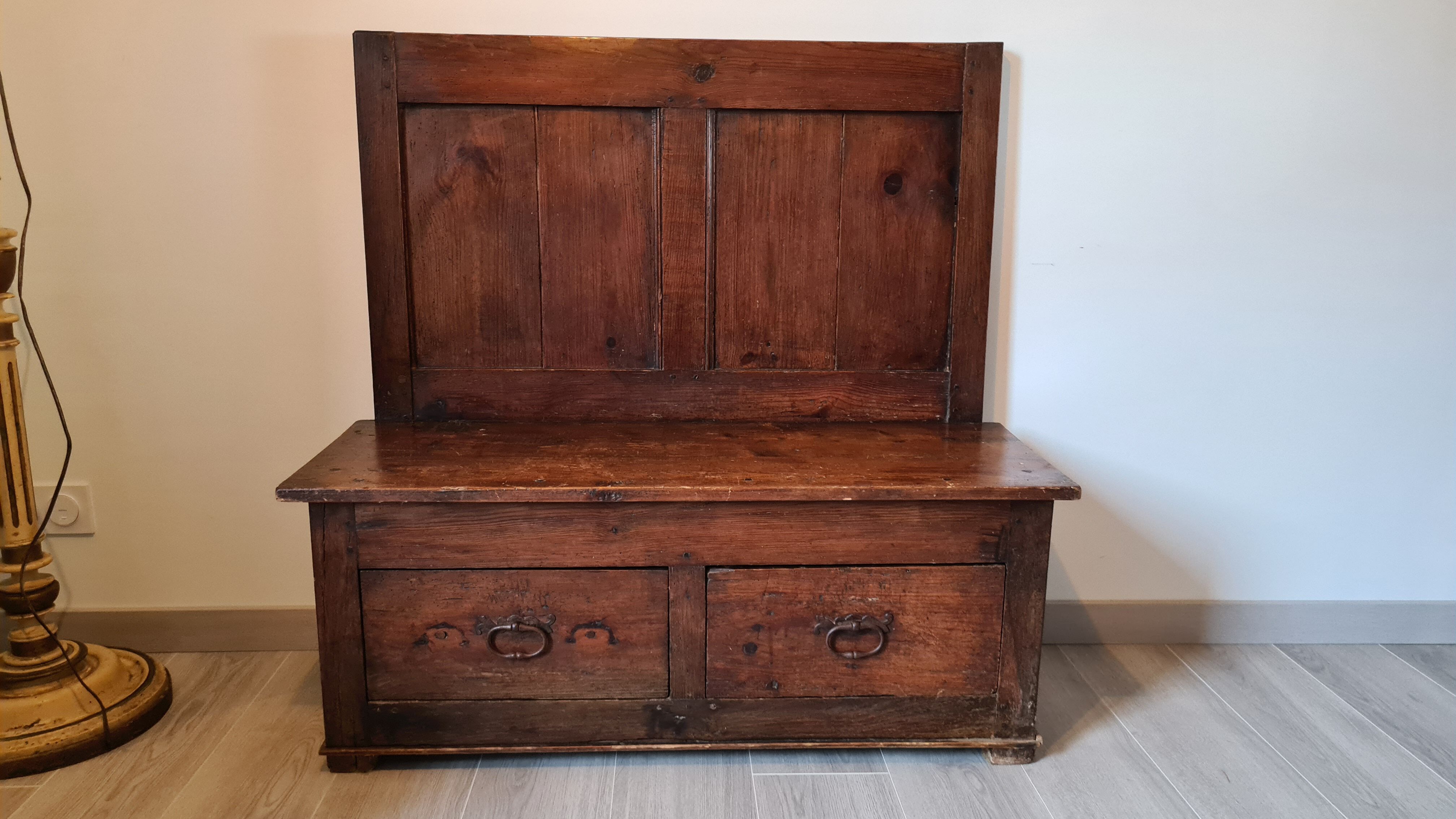 Nineteenth century oak church chest bench