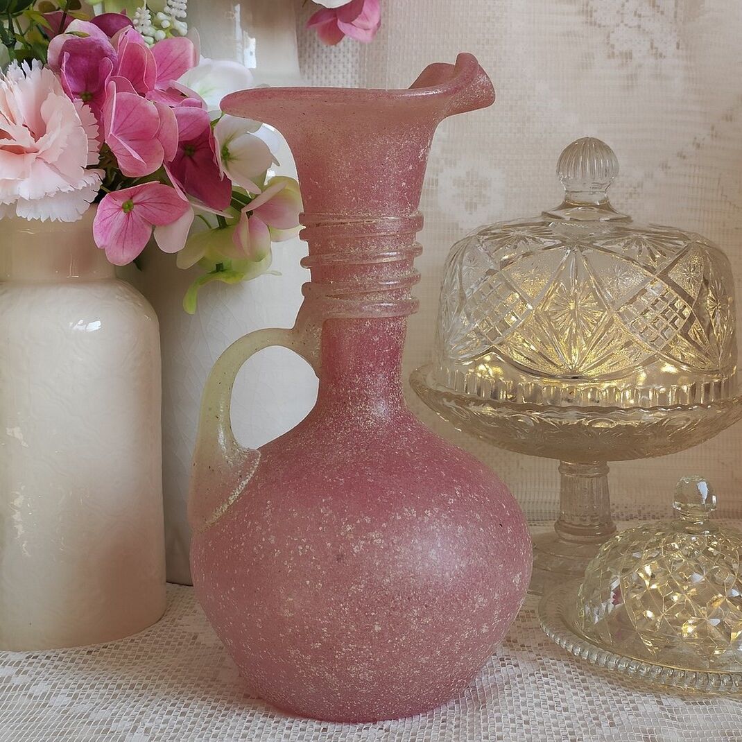 Pink glass paste vase