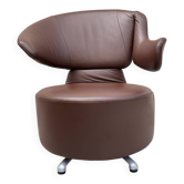 Fauteuil Canta Toshiyuki Kita pour Cassina Cuir Marron Chocolat Pivotant