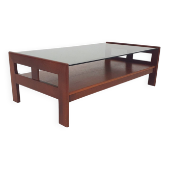 Mid-century coffee table with smoked glass, The Netherlands 1960's