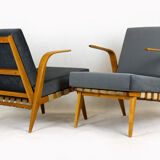 2 fauteuils en bois courbé du milieu du siècle de drevozpracujici druzstvo, 1962, ensemble de 2