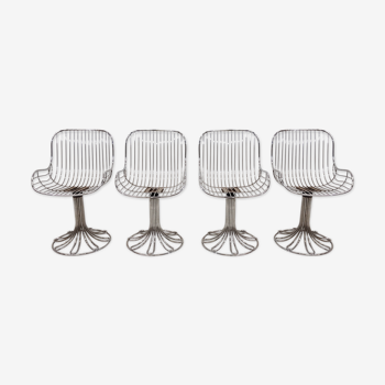 Set of 4 chairs Gastone RinaldiI in chromed metal - 1970