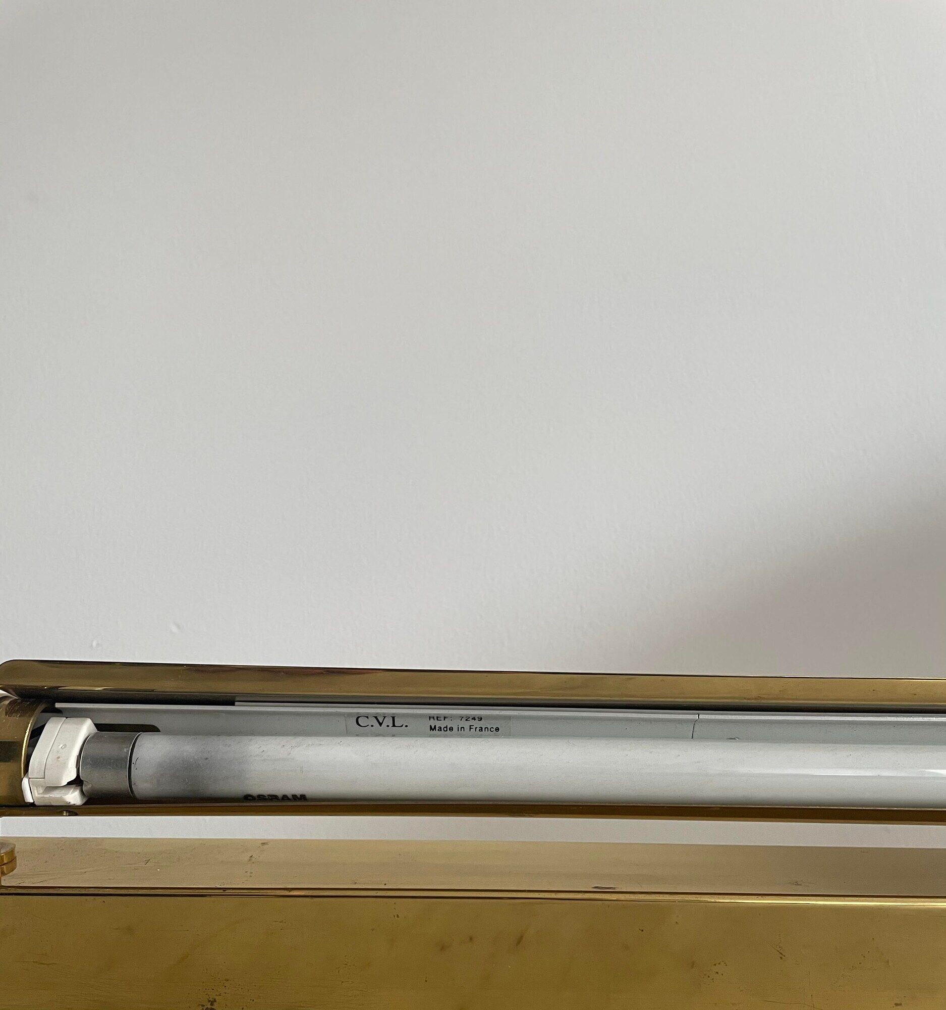 Vintage adjustable matt golden brass wall lamp, CVL, France 1980