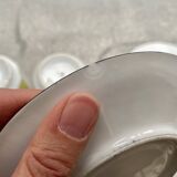 60s striped iridescent porcelain coffee service, 2 cups + 2 vintage saucers