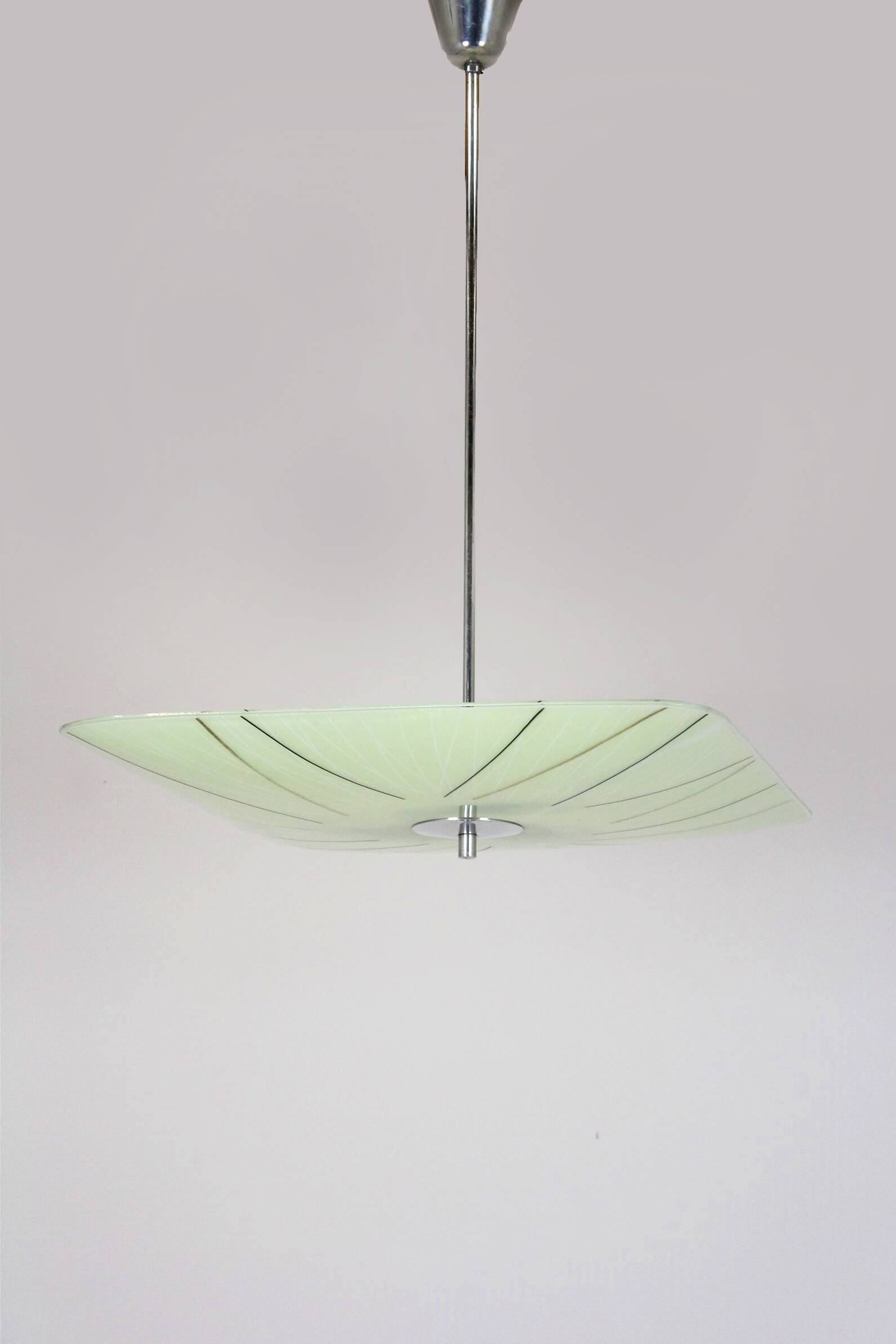 Mid-Century Czech Glass Pendant Lamps with Colorful Decor, 1970s, Set of 6