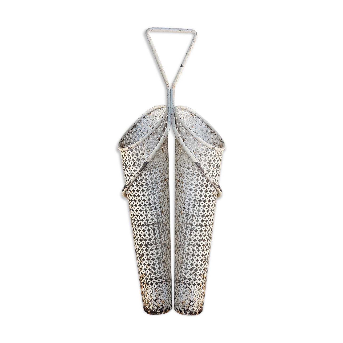 White metal double umbrella holder, Mathieu Mategot - 50s