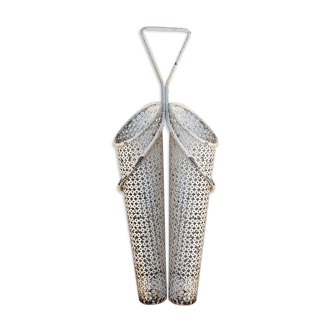Porte parapluie double en métal blanc, par Mathieu Mategot - années 50