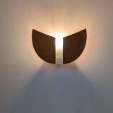 Pair of wood and glass wall lights from the 80s.