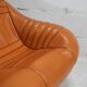 Sofa "space age". Leather, fiberglass, foam, steel. Circa 1970. Orange.
