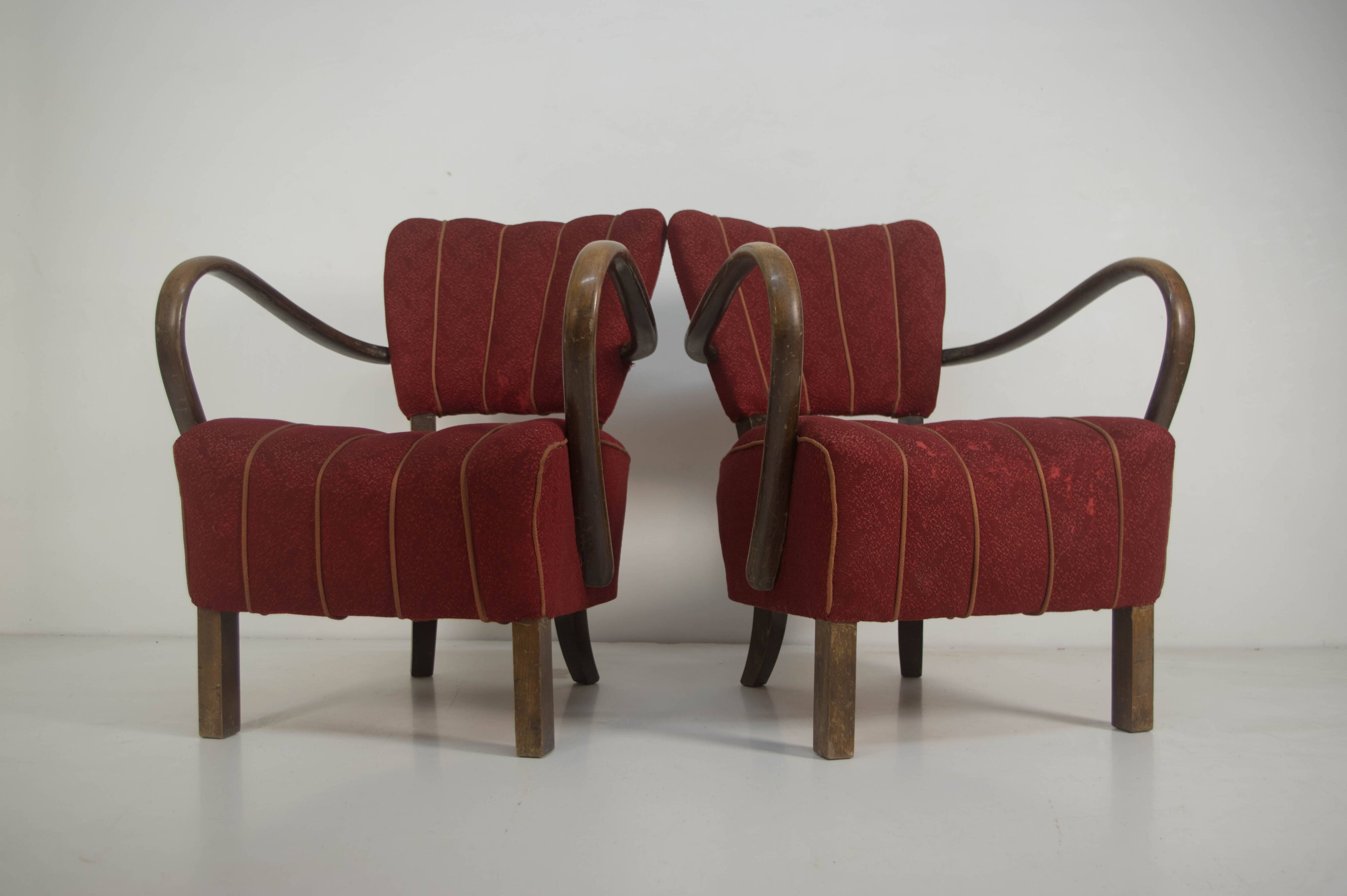 Art Deco Armchairs H-237 by Halabala, Set of 2