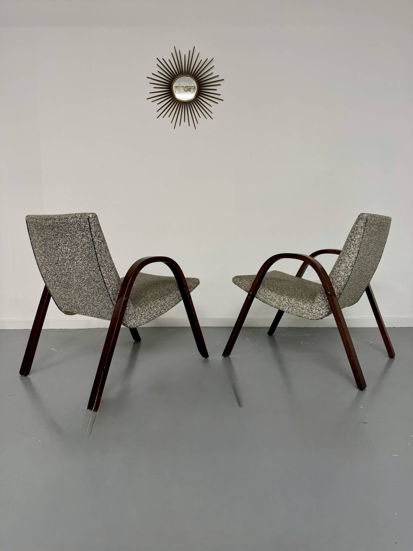 Set of 2 vintage design Bow-Wood Steiner armchairs, 1950s.