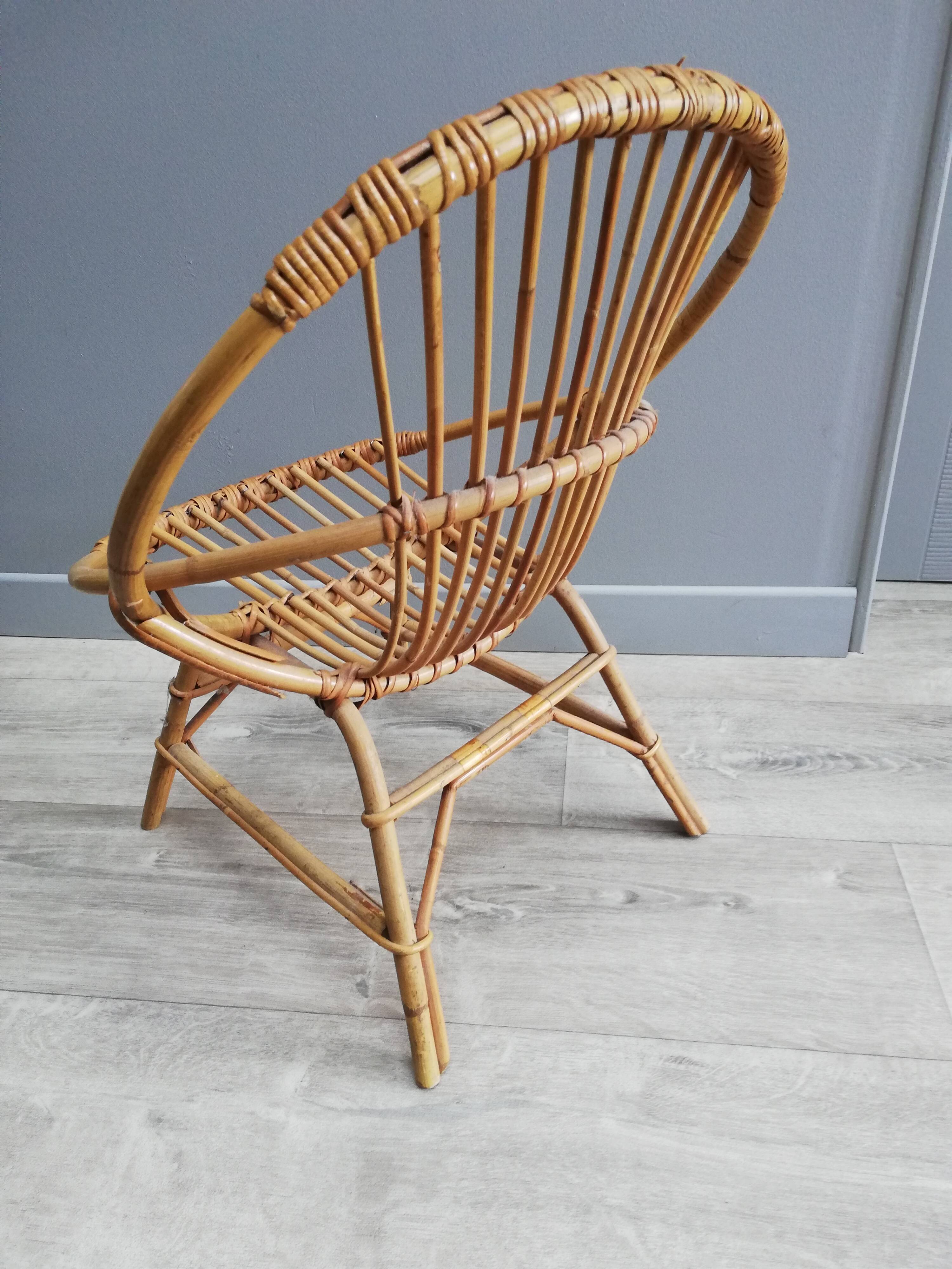 Bamboo rattan child armchair