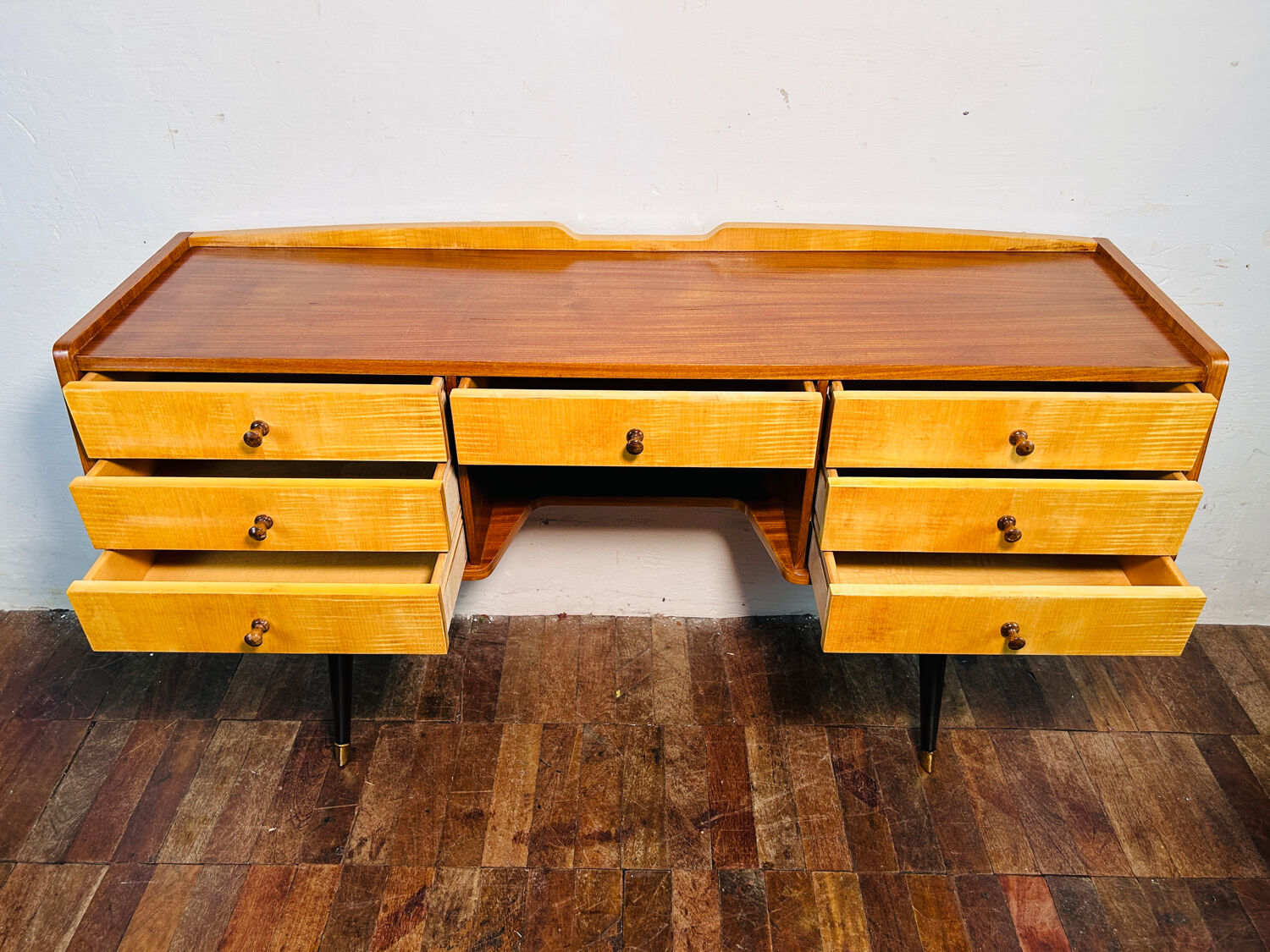 Bureau en teck et érable de style rétro 1960