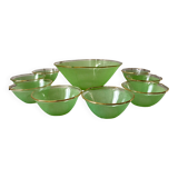 Set of 8 small bowls and a green granita bowl 60s-70s