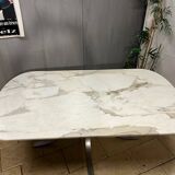oval - rectangular marble and metal design table
