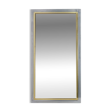 Large Mid-Century Belgo Chrome Mirror in Metal and Fumé Glass, Belgium 1980