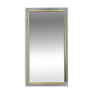 Large Mid-Century Belgo Chrome Mirror in Metal and Fumé Glass, Belgium 1980