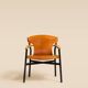 Maërl armchair, Galathée model, natural leather, solid wood armrests of your choice
