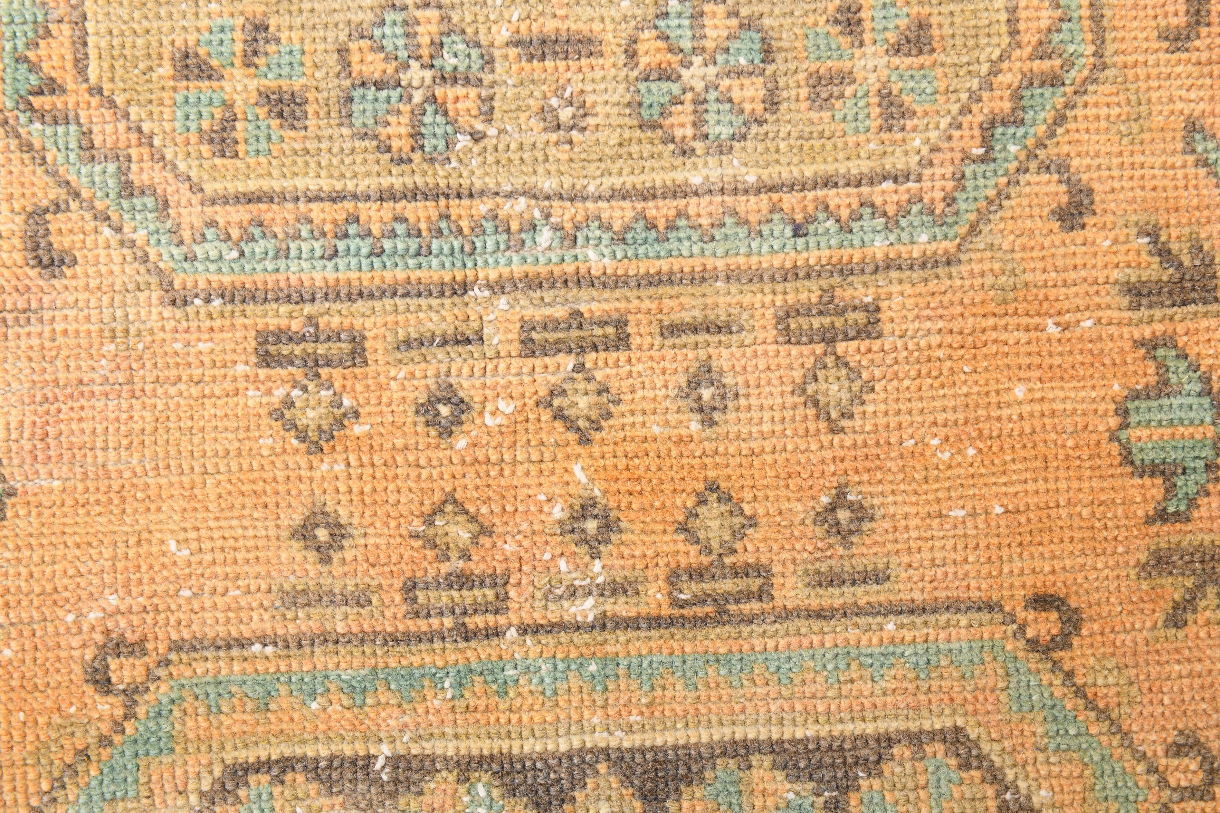 2x5 Turkish Vintage Runner Rug: Light Orange Peach Handmade Carpet 75x170Cm
