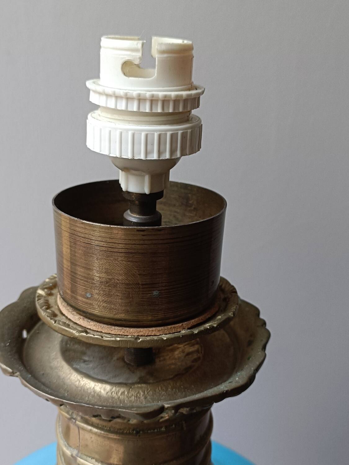 Blue opaline and bronze lamp base