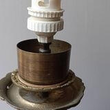Pied de lampe opalin bleu et bronze