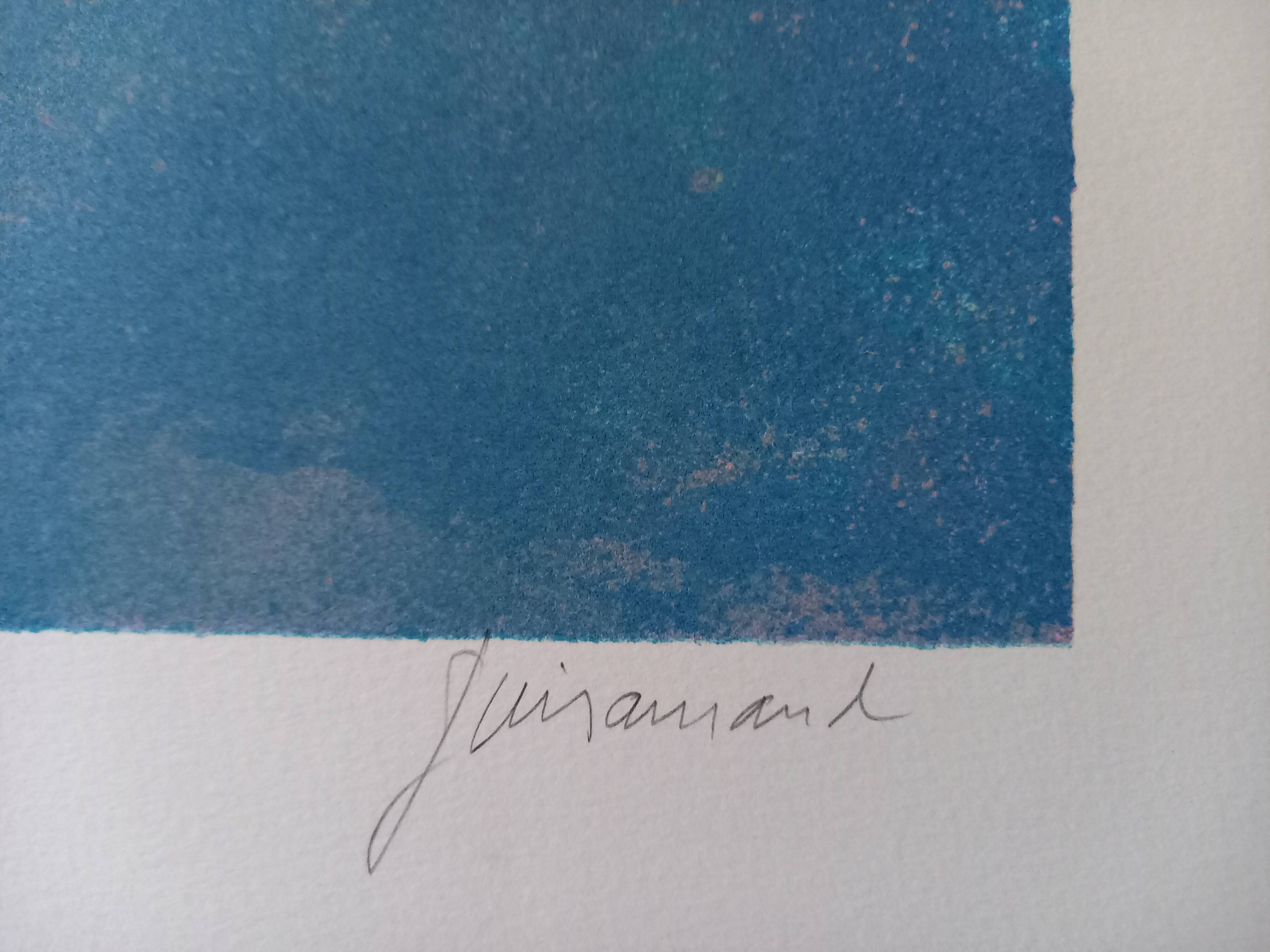 Original lithograph by Paul Guiramand (1926-2007) "Cavaliers".