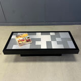 Vintage lacquer and aluminum coffee table, 1970s