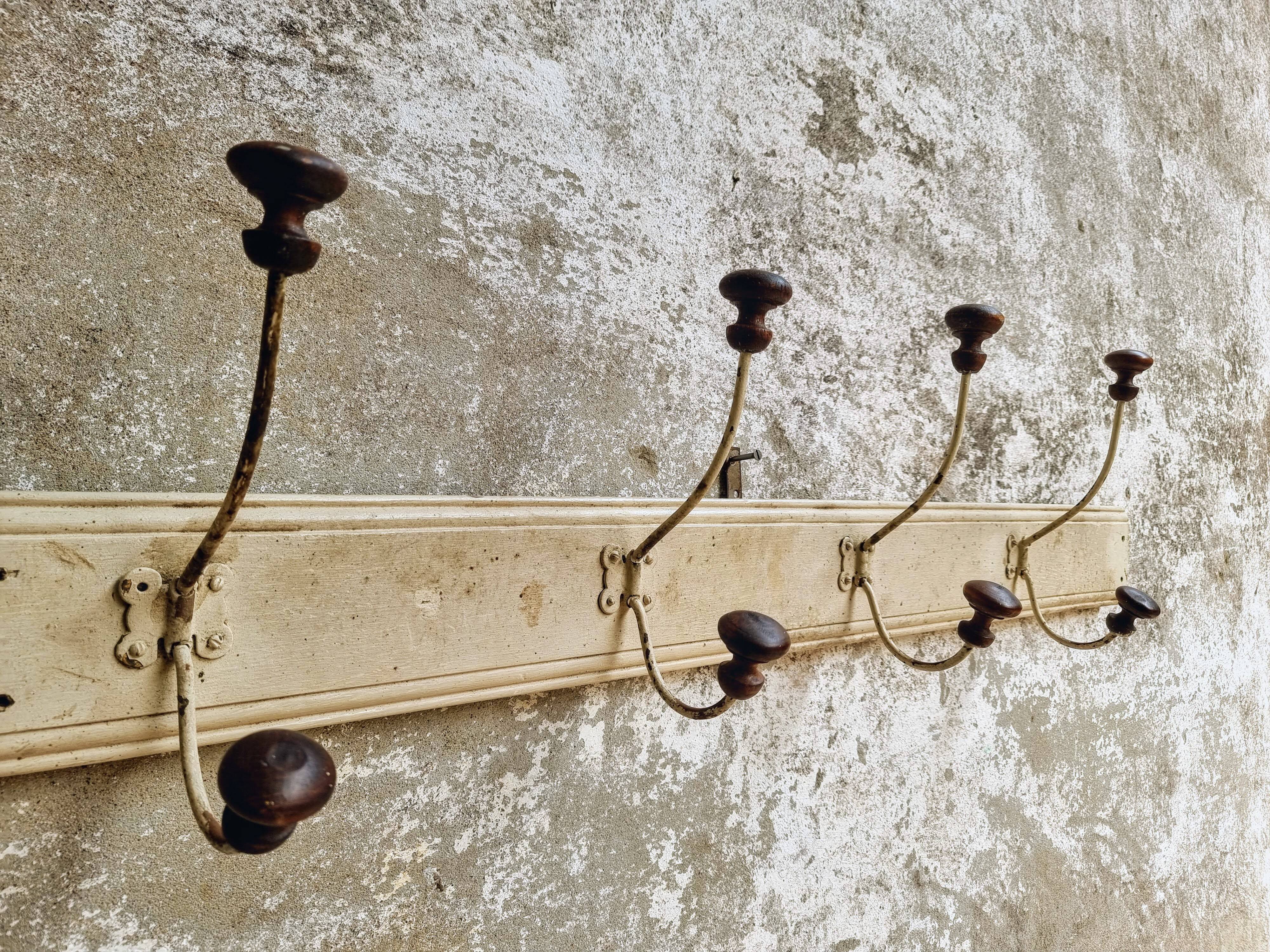 Antique wall coat rack 120 cm French