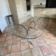 Large designer table. 1970. Chrome-plated steel and glass. 190x120