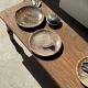 Ashtray, circular dish or plate in grey-orange petrified wood D25.5