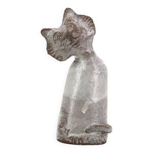 Chat gris blanc en céramique,