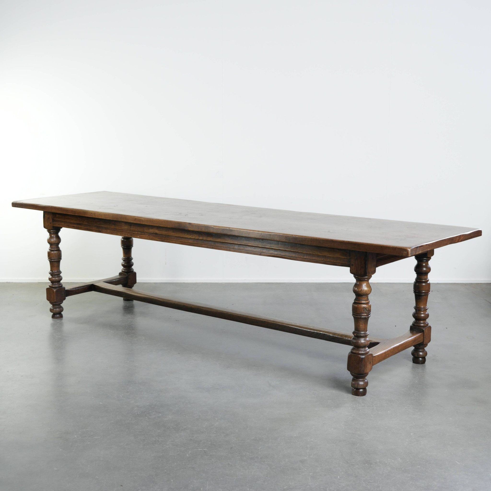 Large antique English oak farmhouse XXL dining table from the 19th century