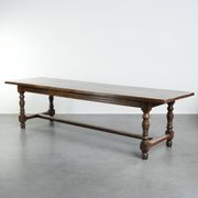 Large antique English oak farmhouse XXL dining table from the 19th century