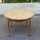 Round extendable dining table Louis XV stripped in solid oak 1950