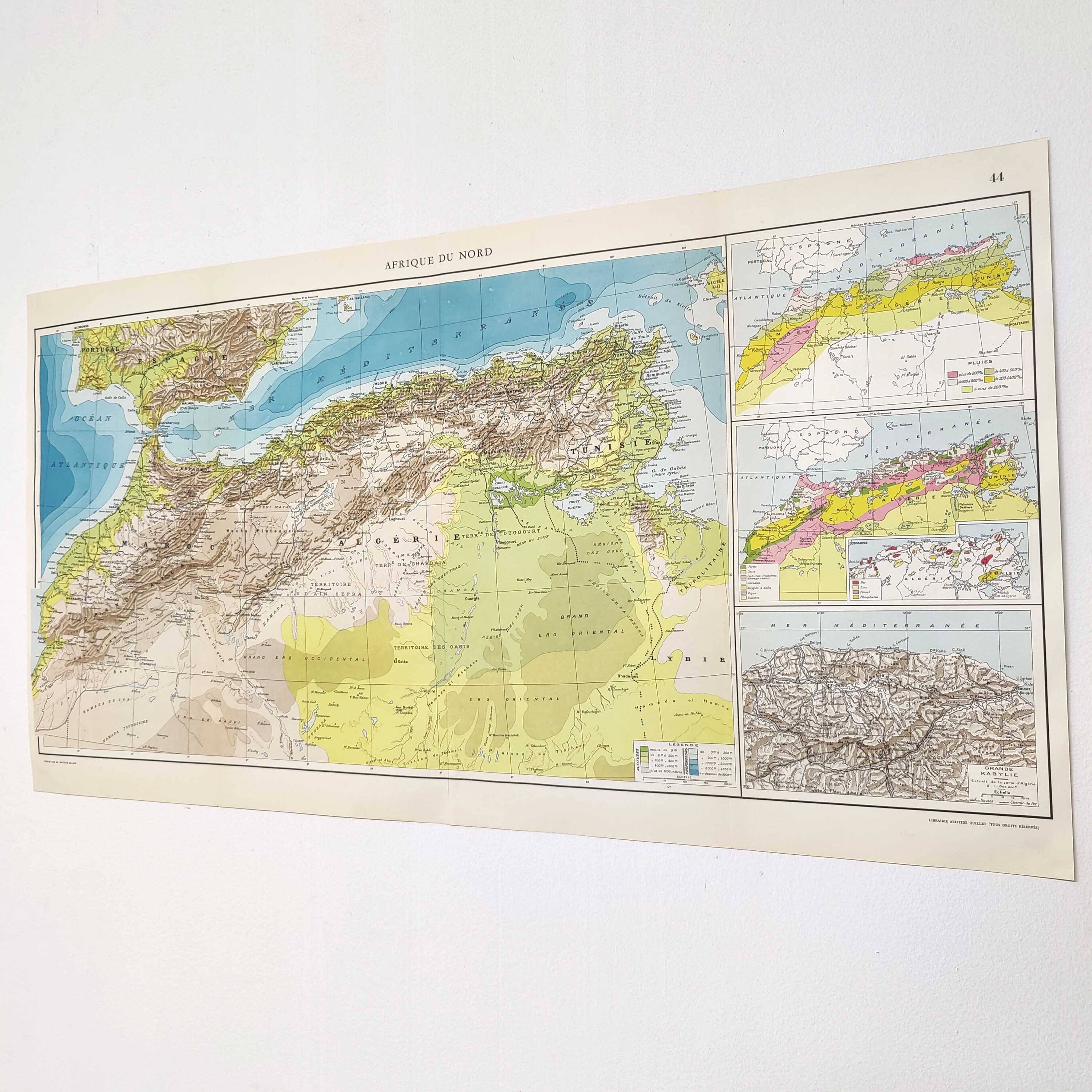 Carte Afrique du Nord 1950