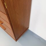 High Scandinavian modernist vintage sideboard in teak and black metal.