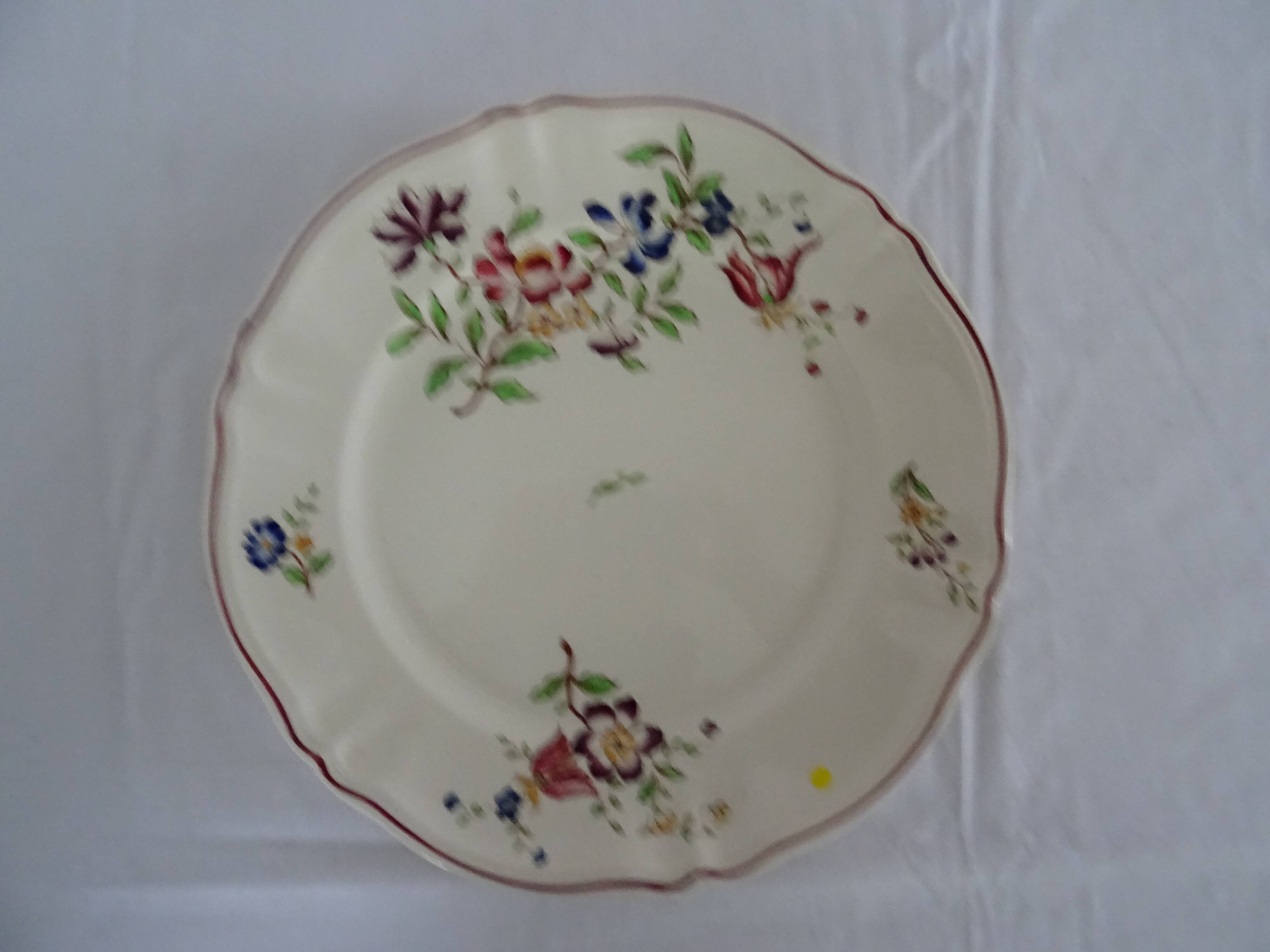 Large dish Sarreguemines 513112 faience old flowers STRASBOURG