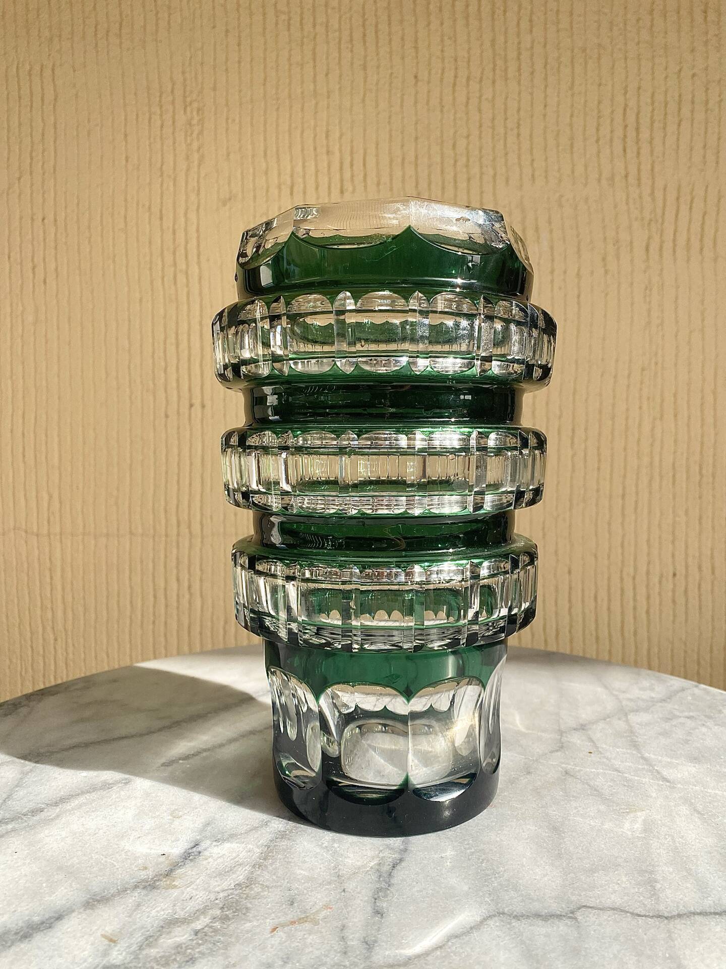 Cut crystal vase Val Saint Lambert 1950s