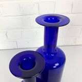 Pair of Danish Holmegaard Gulv vases design Otto Brauer in cobalt blue glass