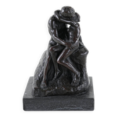 Mother and child art deco figurine signed Rodin, European brown sculptural piece