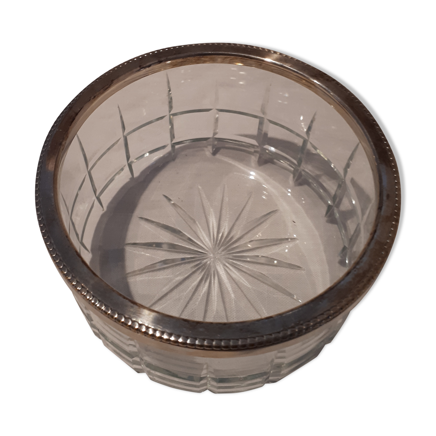 Glass and silver metal cup