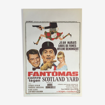 Affiche belge "Fantomas contre Scotland Yard" Jean Marais, Louis de Funes