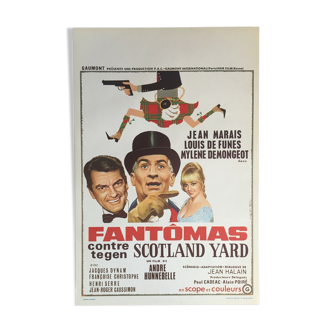 Belgian poster "Fantomas against Scotland Yard" Jean Marais, Louis de Funes