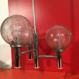 Vintage chandelier glass ball Biot chrome metal "etag"