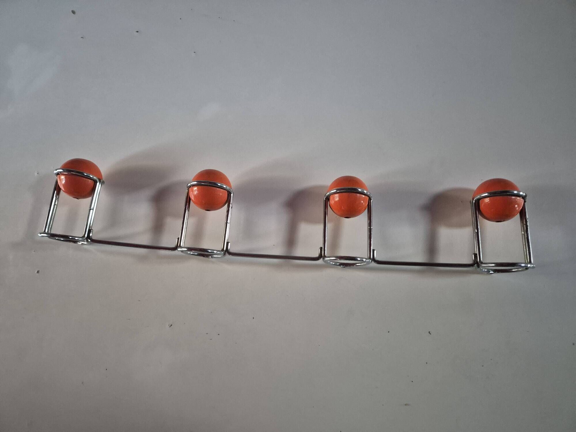 vintage metal coat rack with orange ball 1970s